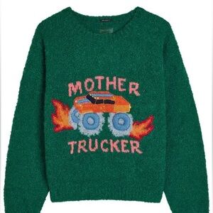 MOTHER Trucker Embroidered Brushed Bouclé Jumper